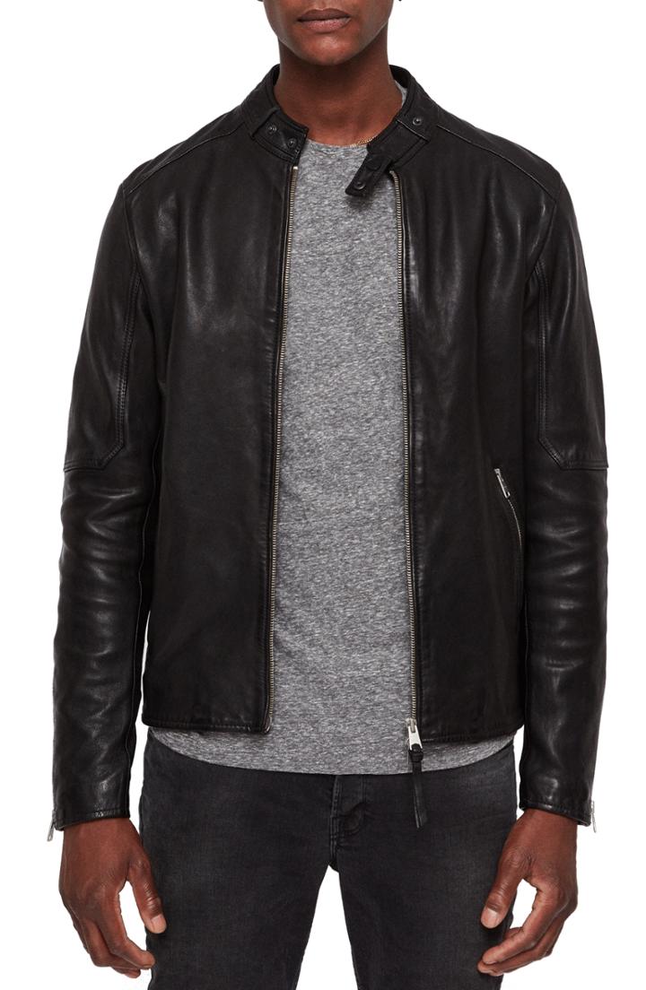 Men's Allsaints Cora Leather Jacket, Size - Black