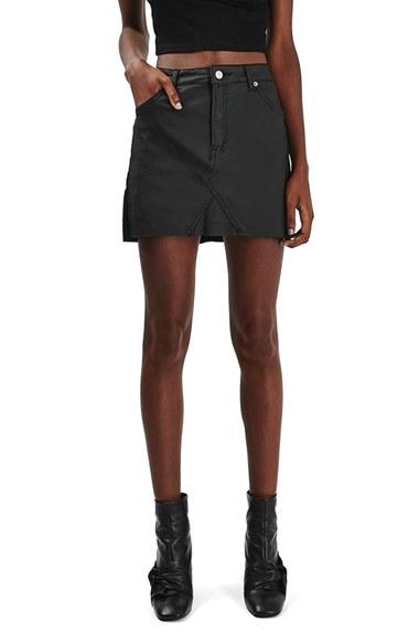 Women's Topshop Coated Stretch Denim Miniskirt