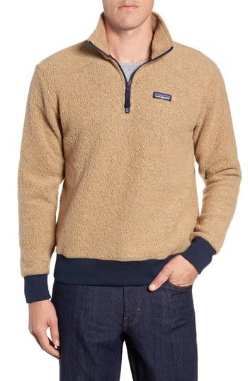 Men's Patagonia Woolyester Fleece Quarter Zip Pullover - Beige