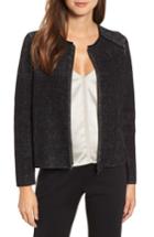 Women's Eileen Fisher Silk Cotton Zip Front Jacket, Size - Black