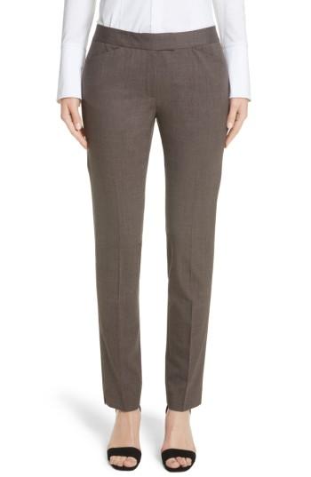 Women's Lafayette 148 New York Irving Stretch Wool Pants - Brown