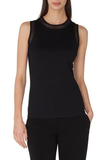 Women's Akris Punto Mesh Trim Top - Black