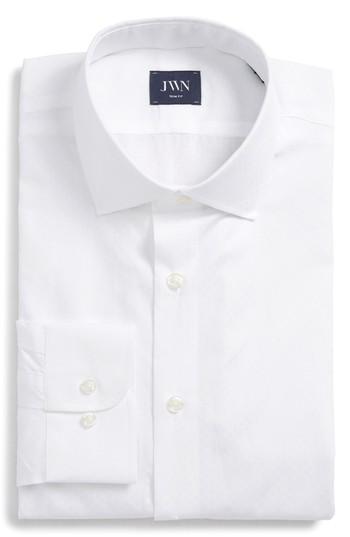 Men's John W. Nordstrom Trim Fit Dobby Dot Dress Shirt - White
