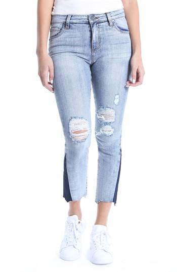 Women's Kut From The Kloth Reese Dark Flare Inset Straight Leg Ankle Jeans X - Blue