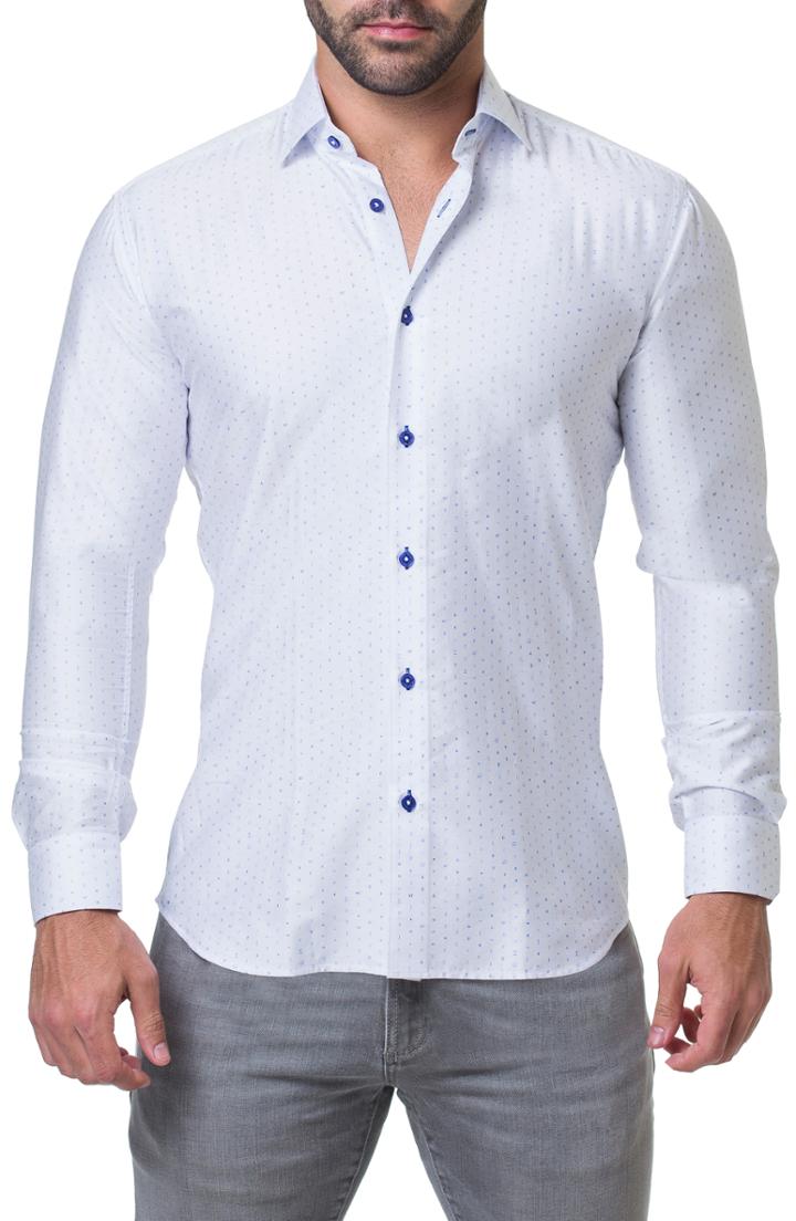 Men's Maceoo Fibonacci Math Trim Fit Print Sport Shirt (m) - White