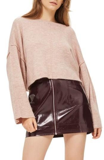 Women's Topshop Wide Sleeve Crop Sweater Us (fits Like 0-2) - Pink