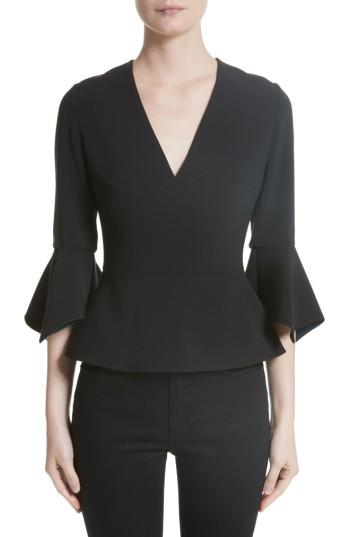 Women's Roksanda Prila Flare Sleeve Crepe Top Us / 8 Uk - Black