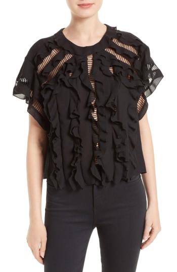 Women's Iro Lauder Ruffle Top Us / 36 Fr - Black