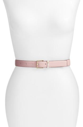 Women's Kate Spade New York Calfskin Leather Belt - Rosy Cheeks