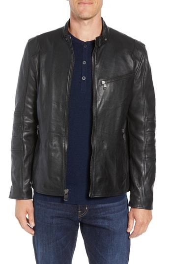 Men's Andrew Marc Weston Quilted Leather Moto Jacket - Black