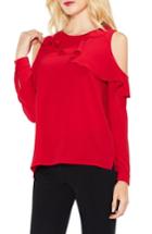 Women's Vince Camuto Ruffle Cold Shoulder Top, Size - Red