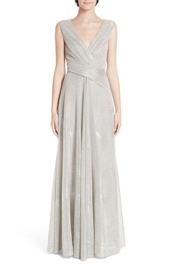 Women's Talbot Runhof Metallic Voile A-line Gown