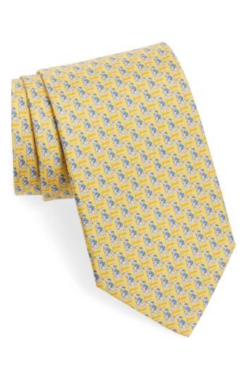 Men's Salvatore Ferragamo Puffin & Giraffe Silk Tie, Size - Yellow