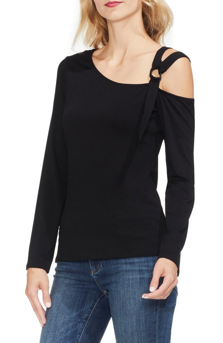 Women's Vince Camuto Asymmetrical Top, Size - Black