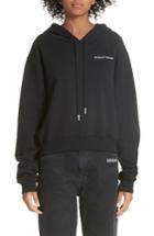 Women's Off-white Quotes Crop Hoodie, Size - Black
