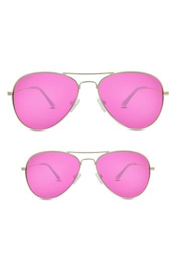 Women's Diff Mommy & Me Cruz 2-pack Aviator Sunglasses - Gold/ Pink