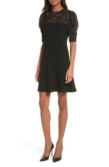 Women's Rebecca Taylor Lace & Crepe A-line Dress - Black
