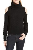 Women's Theory Cold Shoulder Cable Knit Sweater, Size - Black