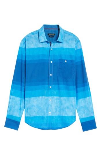 Men's Bugatchi Shaped Fit Colorblock Sport Shirt - Blue