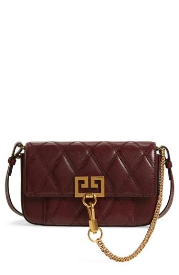 Givenchy Mini Pocket Quilted Convertible Leather Bag - Burgundy