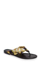 Women's Versace First Line Hibiscus Thong Sandal Us / 36eu - Black