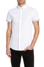 Men's Topman Slim Fit Flower Cuff Shirt - White