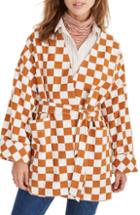 Women's Madewell Checkerboard Kimono Wrap Jacket, Size - Brown