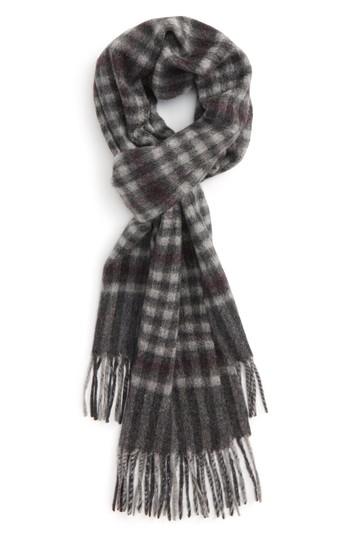 Men's Nordstrom Men's Shop Gingham Check Cashmere Scarf, Size - Grey