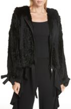 Women's Cinq A Sept Ames Genuine Rabbit Fur Jacket - Black