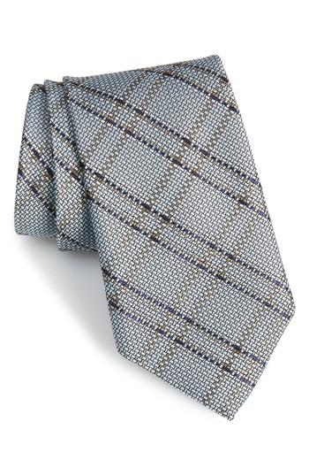 Men's Nordstrom Men's Shop Tasker Plaid Silk Tie, Size - Blue