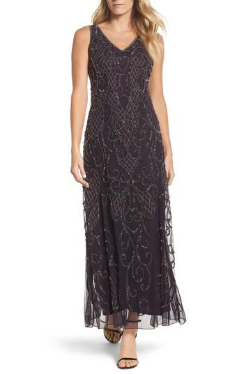 Women's Pisarro Nights Embellished V-neck Gown - Purple