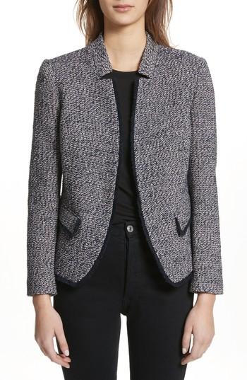 Women's Helene Berman Notch Collar Tweed Jacket - Blue
