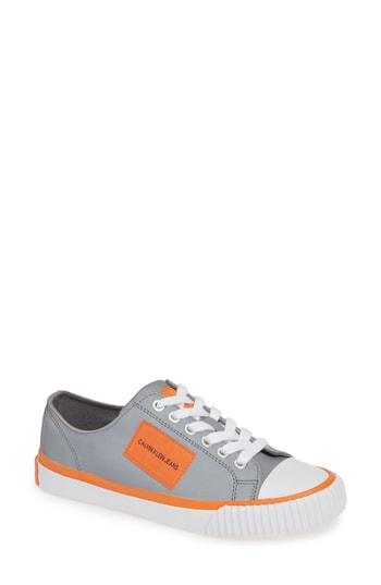 Women's Calvin Klein Jeans Ivory Lace-up Sneaker M - Metallic