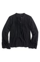 Women's J.crew Tie Sleeve Top With Pintucks - Black