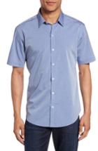 Men's Zachary Prell Diamond Print Short Sleeve Sport Shirt, Size - Blue