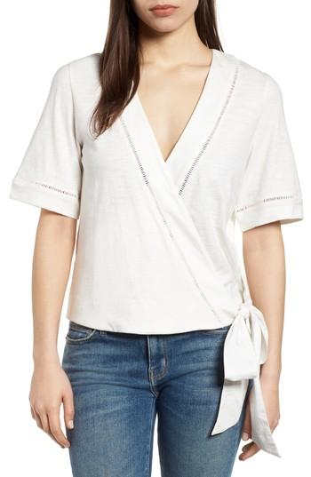 Women's Caslon Tie Front Wrap Top - White