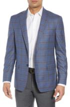 Men's Hart Schaffner Marx Classic Fit Plaid Wool & Silk Sport Coat R - Blue
