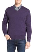 Men's Nordstrom Men's Shop Cotton & Cashmere V-neck Sweater - Purple