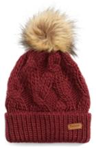 Women's Barbour Ashridge Beanie With Faux Fur Pom - Red