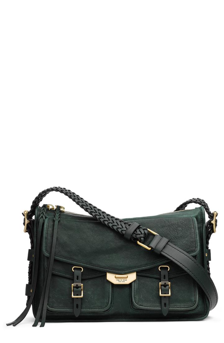 Rag & Bone Field Lambskin Leather Messenger Bag - Green