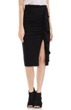 Women's Vince Camuto Front Ruffle Ponte Pencil Skirt - Black