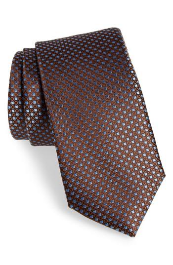 Men's Nordstrom Men's Shop Chad Microdot Silk Tie, Size - Brown
