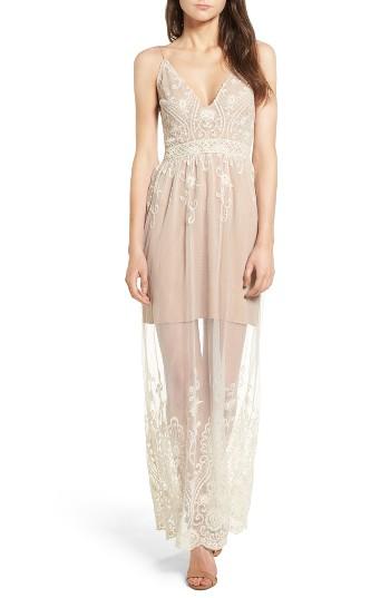Women's Wayf Clara Embroidered Mesh Maxi Dress - Ivory