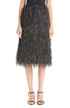 Women's Mansur Gavriel Metallic Fringe Skirt Us / 38 It - Black