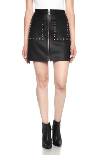 Women's Joe's Studded High Waist Leather Miniskirt - Black