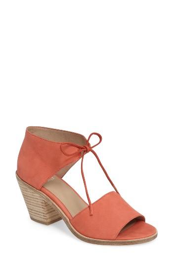 Women's Eileen Fisher Ann Ankle Tie Sandal M - Coral