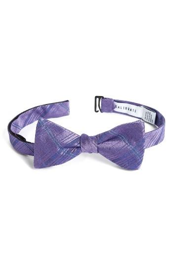 Men's Calibrate Silves Stone Plaid Bow Tie, Size - Purple