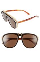 Women's Gucci 56mm Flip-up Sunglasses - Havana/ Brown