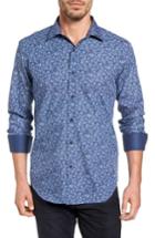 Men's Bugatchi Shaped Fit Graphic Print Sport Shirt - Purple