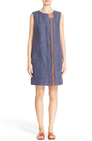 Women's Lafayette 148 New York Dominic Leather Trim Dress